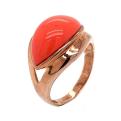 Кольцо из золочёного серебра с имит.кораллом