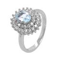 Кольцо из серебра с нат.топазом и фианитами родированное