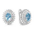 Серьги из серебра с нат.топазом и фианитами родированные