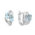 Серьги из серебра с нат.топазом и фианитами родированные