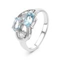 Кольцо из серебра с нат.топазом и фианитами родированное