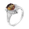 Кольцо из серебра с гт.аметрином и фианитами родированное
