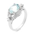 Кольцо из серебра с нат. топазом и фианитами родированное