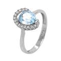 Кольцо из серебра с нат.топазом и фианитами родированное