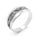 Кольцо из серебра с алмазной гравировкой родированное