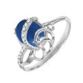 Кольцо из серебра с рек.лазуритом и фианитами родированное