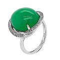 Кольцо из серебра с пл. кварцем цв. кошачий глаз и фианитами родированное