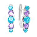 Серьги из серебра с аметистами и swiss топазами родированные