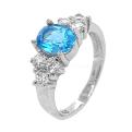 Кольцо из серебра с нат.топазом и фианитами родированное