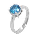 Кольцо из серебра с нат.топазом и фианитами родированное