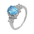 Кольцо из серебра с нат.топазом и фианитами родированное