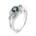 Кольцо из серебра с нат.лондон топазом и фианитами родированное