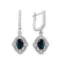 Серьги из серебра с лондон топазом и фианитами родированные