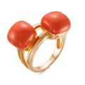 Кольцо из золочёного серебра с синт.кораллом 