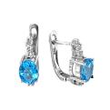 Серьги из серебра с нат.топазом и фианитами родированные