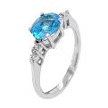 Кольцо из серебра с нат.топазом и фианитами родированное