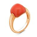 Кольцо из золочёного серебра с имит.кораллом