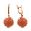 Серьги из золочёного серебра с синт.кораллом