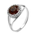 Кольцо из серебра с раухтопазом и фианитами родированное