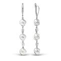 Серьги из серебра с жемчугом Swarovski и фианитами родированные