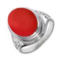 Кольцо из серебра с кораллом родированное