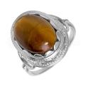 Кольцо из серебра с тигровым глазом родированное