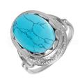 Кольцо из серебра с бирюзой родированное