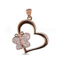 Подвеска из золочёного серебра с фианитами Бабочка на сердечке
