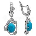 Серьги из серебра с бирюзой и фианитами