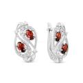 Серьги из серебра с фианитами родированные
