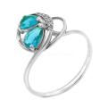 Кольцо из серебра с пл.кварцем цв.топазит и фианитами родированное
