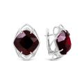 Серьги из серебра с пл.кварцем родированные