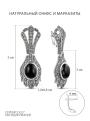 Серьги из чернёного серебра с натуральным чёрным агатом и марказитами