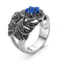 Кольцо из серебра с марказитами и чернением