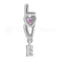Подвеска из серебра с фианитом родированная - Love