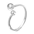 Кольцо на фалангу (разъемное) из серебра с фианитами родированное