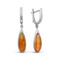 Серьги из серебра с имит. янтарем родированные