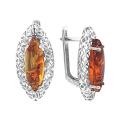 Серьги из серебра с нат.пресс.янтарём родированные