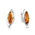 Серьги из серебра с прес.нат.янтарём родированные