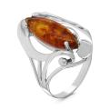 Кольцо из серебра с янтарём родированное