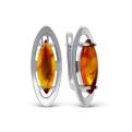 Серьги из серебра с пресс.нат.янтарём родированные