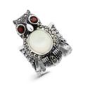 Кольцо из чернёного серебра с перламутром, нат. гранатом и марказитами