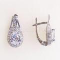 Серьги из серебра с фианитами родированные