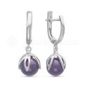 Серьги из серебра с аметистом родированные