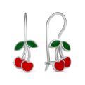 Серьги детские из серебра с эмалью родированные - Вишенки