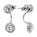 Серьги из серебра с фианитами родированные