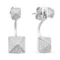 Серьги из серебра с фианитами родированные