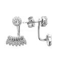 Серьги-пуссеты из серебра с фианитами родированные
