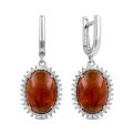 Серьги из серебра с пресс.нат.янтарём родированные