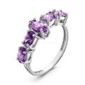 Кольцо из серебра с пл.кварцем цв.аметист родированное